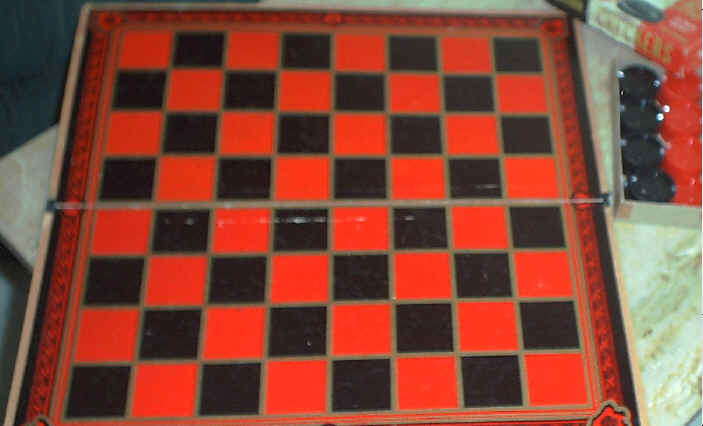 1/" Red and Black Vintage Wooden Checker Set 24 Pieces
